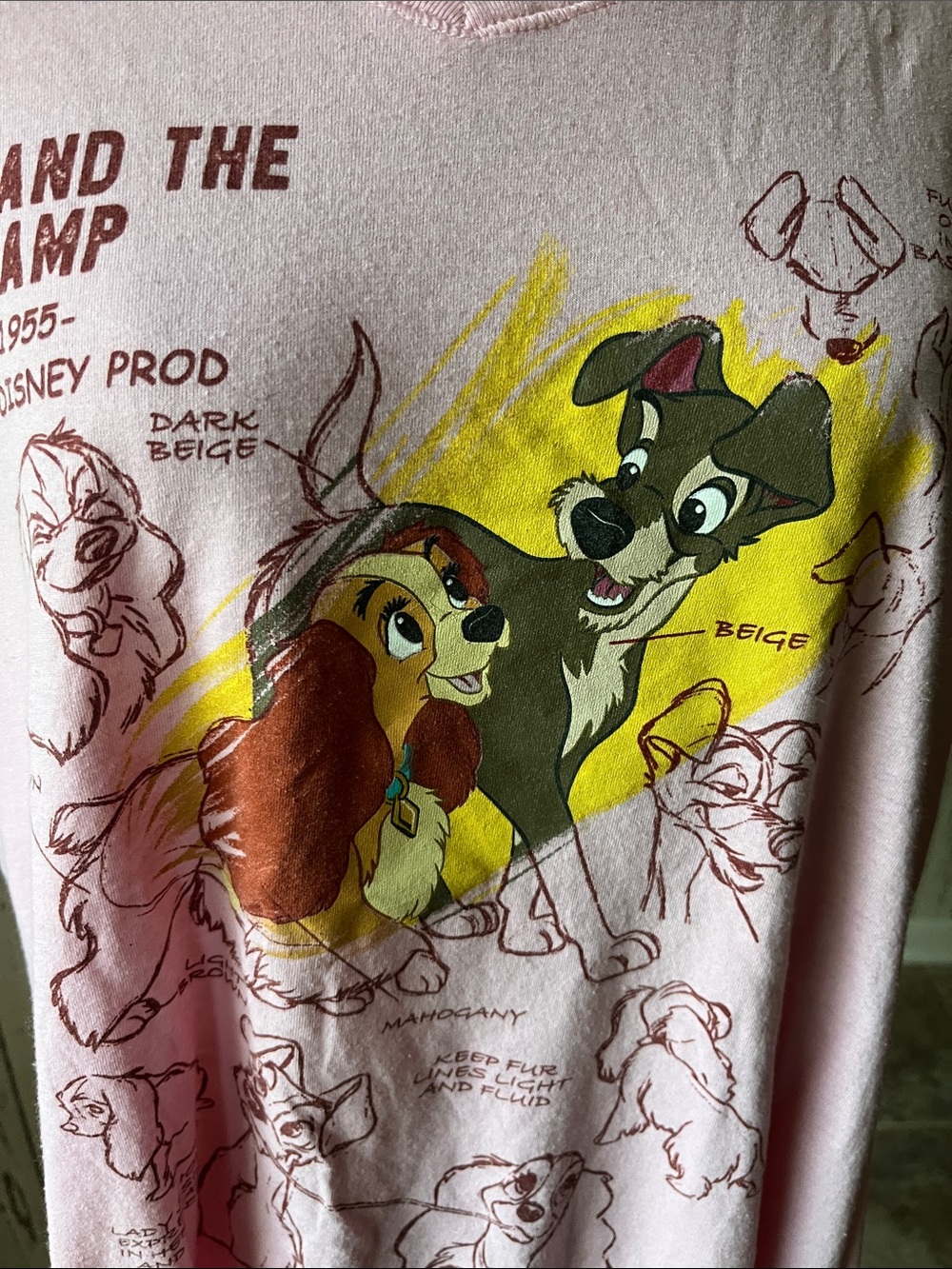 Disney Pink Lady and the Tramp Graphic V-Neck Tee sz 2xl - Picture 2 of 5